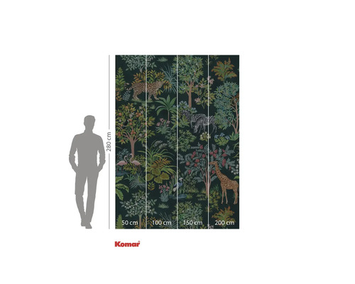 Fotobehang met jungle motief, inclusief luipaard, zebra en giraffe