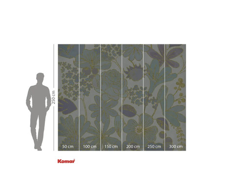 Fotobehang met bloemmotief en maataanduidingen