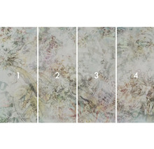 Vierdelig fotobehang met plant- en tekstmotieven