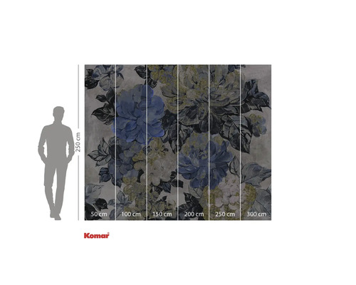 Fotobehang met bloemmotief en maataanduidingen