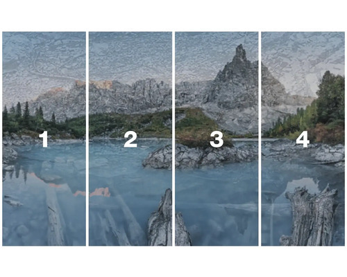 Vierdelig fotobehang met bergmeermotief