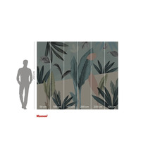 Fotobehang met bladerenmotief en maataanduidingen