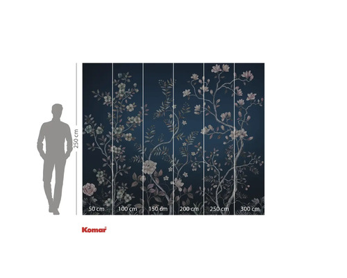 Fotobehang met bloemmotief en maatindicaties