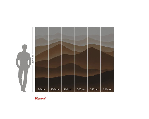Fotobehang met bergmotief en maataanduidingen