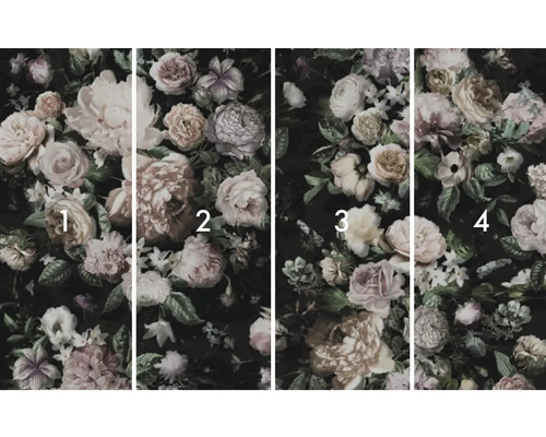 Vierdelig fotobehang met bloemmotief