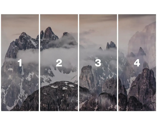 Vierdelig bergmotief voor wanddecoratie