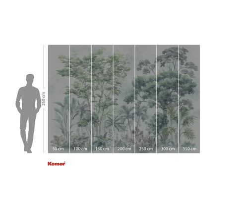 Fotobehang met bosmotief en maataanduidingen