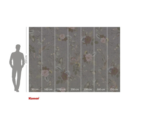 Fotobehang met bloemmotief en maataanduidingen