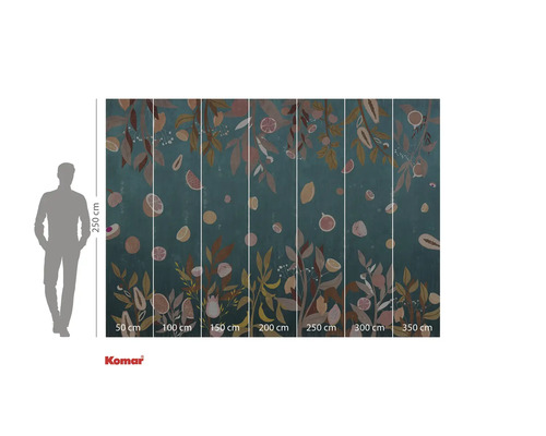 Komar fotobehang met fruit- en plantmotief en maataanduidingen