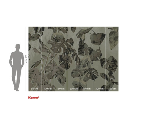 Komar fotobehang met plantenmotieven en maatvoering.