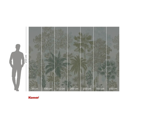 Fotobehang met tropisch bosmotief en maataanduidingen