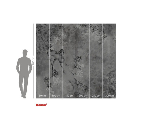 Komar fotobehang met bloemmotief, 280 cm hoog en 300 cm breed.