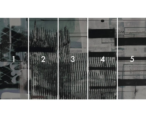 Vijfdelig wandpaneel met abstract patroon