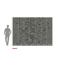 Behang met rozenpatroon en maataanduidingen