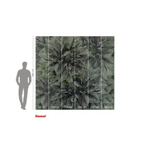 Fotobehang met grafisch bladdermotief en maataanduidingen