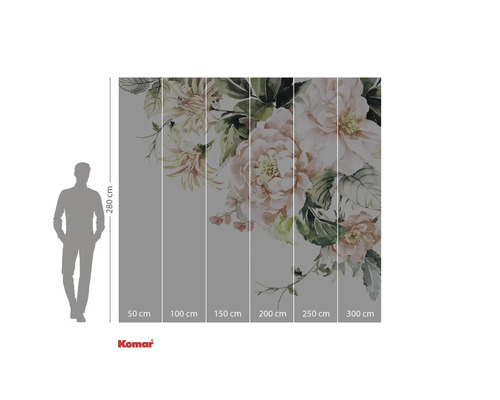 Fotobehang met bloemmotief en hoogte-aanduiding