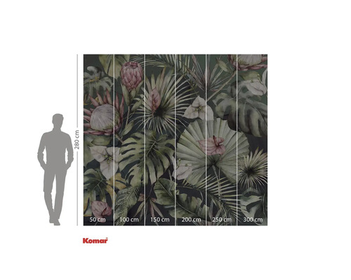 Komar fotobehang met tropische planten en afmetingen