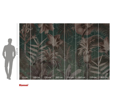 Fotobehang met plantmotieven en maataanduidingen