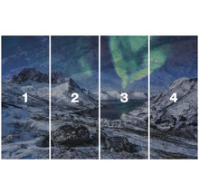 Vierdelige muurschildering met berglandschap