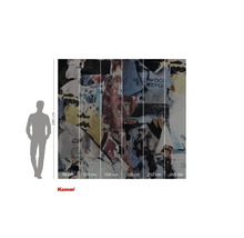 Fotobehang met het motief van een afgescheurde reclamezuil en maataanduidingen