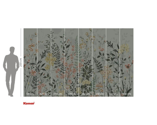 Fotobehang met bloemmotief en maataanduidingen