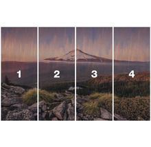 Vierdelige muurschildering met bergmotief