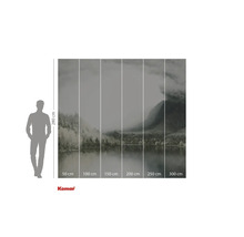 Komar fotobehang met een nevelig meer, inclusief maatindicaties