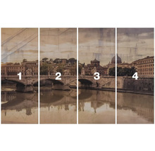 Vierdelige fotoprint van een brug in Rome