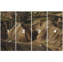 Vierdelige landschapsafbeelding van bergen