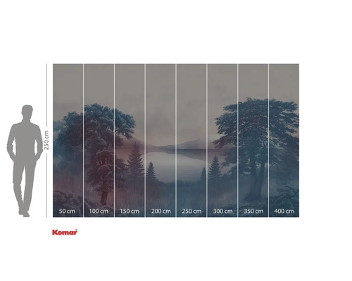 Fotobehang met boslandschap en meer voor wanddecoratie