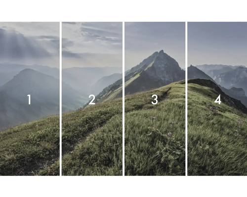 Vierdelige fotomuur met berglandschapmotief