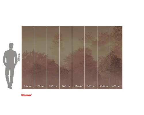 Fotobehang met bosmotief en maataanduidingen