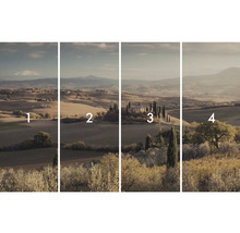 Vierdelige landschapsfoto met Toscaans landschap