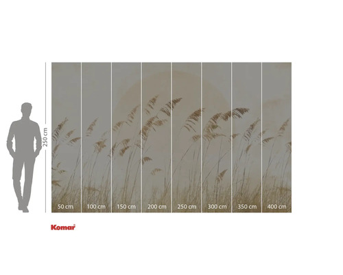 Komar fotobehang met rietmotief en maatindicaties