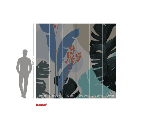 Fotobehang met plantmotief en maataanduidingen