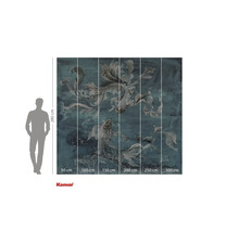 Fotobehang met vismotief en maataanduidingen.