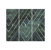 Behangpatroon met geometrische vormen en marmerstructuur, driedelig