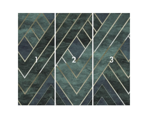 Behangpatroon met geometrische vormen en marmerstructuur, driedelig