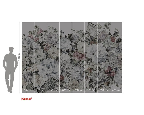 Fotobehang met bloemmotief en maataanduidingen