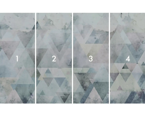 Vierdelig fotobehang met abstract driehoekpatroon