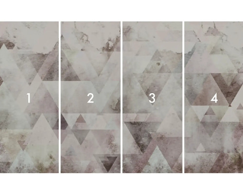 Vierdelig fotobehang met abstract driehoekpatroon