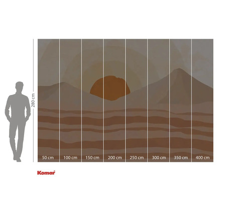 Komar fotobehang met woestijnlandschap en opkomende zon, 280 x 400 cm