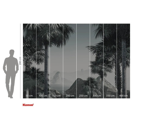 Fotobehang met palmen en maataanduidingen