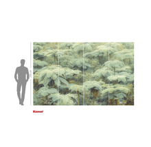 Behang met boomvarenmotief en maataanduidingen