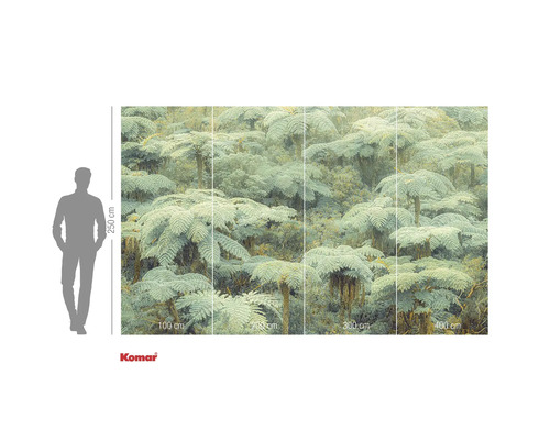 Behang met boomvarenmotief en maataanduidingen