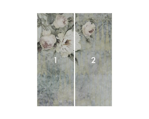 Tweedelig wandpaneel met rozenmotief