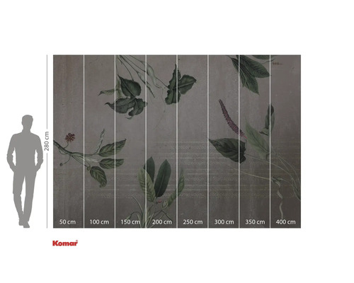 Komar fotobehang met plantmotief en maataanduidingen