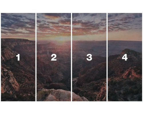 Vierdelige muurafbeelding met landschapsmotief