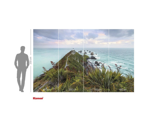 Fotobehang met vuurtoren, kustlandschap en planten