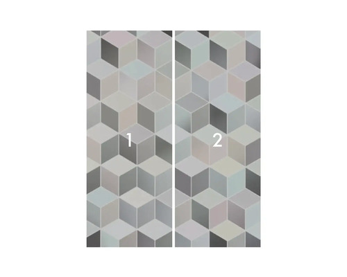 Behang met geometrisch kubuspatroon, artikel bestaat uit twee delen